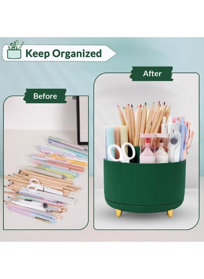 360 Degree Rotating Desk Organizer, Dual-Purpose Pencil Pen Holder for Desk, Rotating Desk Pen Organizer with 5 Slots, Art Supplies, Pencil Cup for Office, School, Home - Image 3